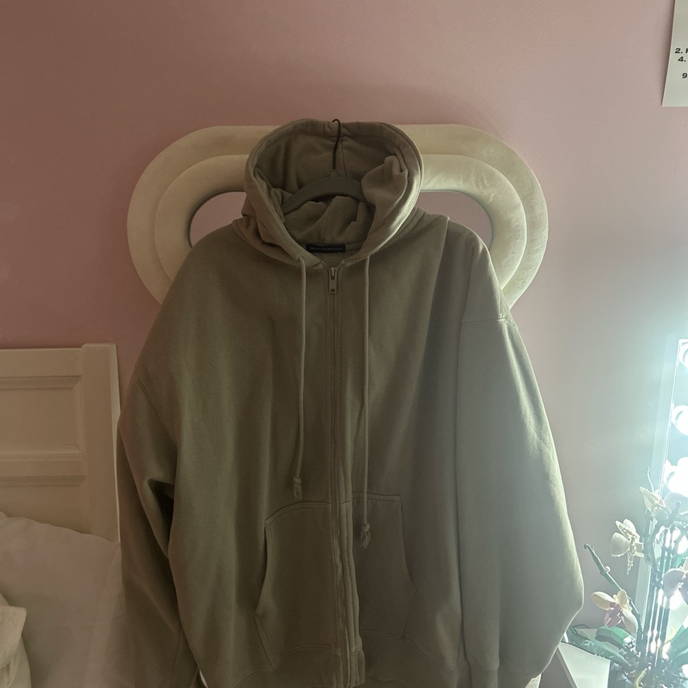 Brandy Melville Tan Zip-Up Hoodie